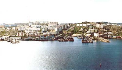 Вид Полярного с Екатерининского острова